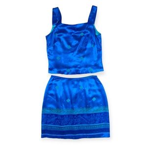 All That Jazz Vintage Blue Satin Top & Skirt Outfit